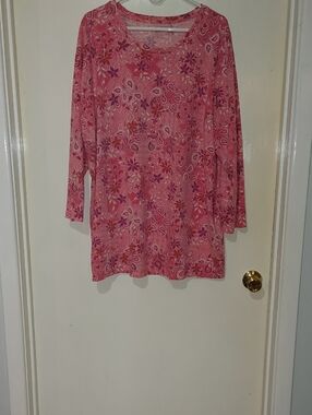 Woman Within Pink Floral Paisley Long Sleeve Top